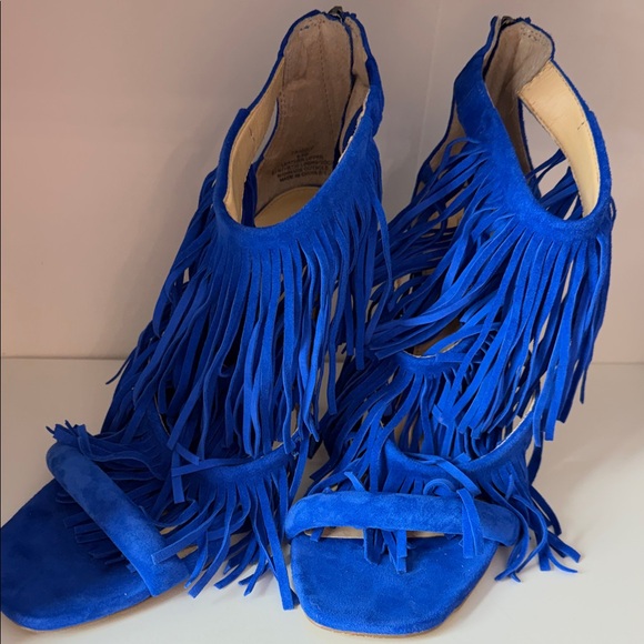 Steve Madden Royal Blue Fringe Heels - Picture 2 of 12